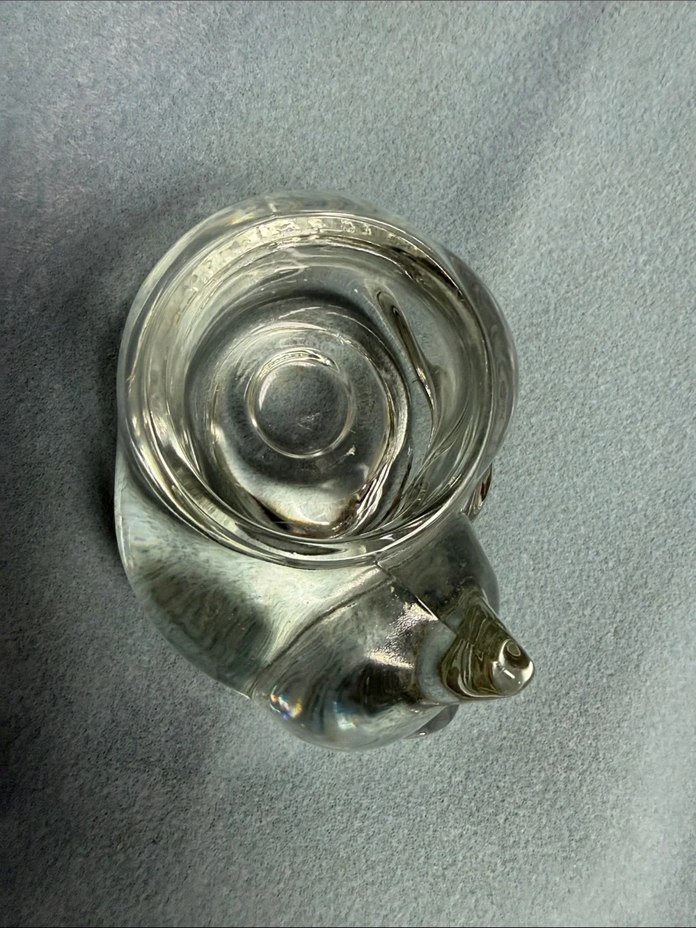 Avon Clear Glass Sleeping Cat Figurine Candle Holder by Avon